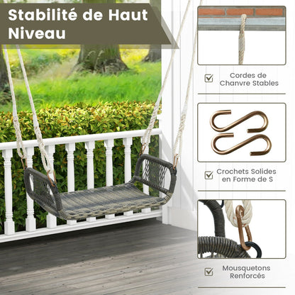 Wicker Porch Swing Seat with Cozy Armrests