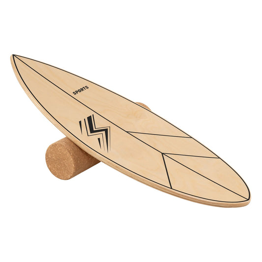 Balance Board Trainer with Roller Fun Workout Equipment-Natural