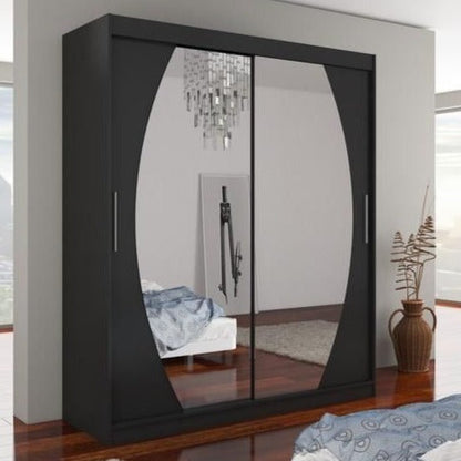 Byron 2-Door Sliding Mirrored Wardrobe 180cm - Sonoma Oak, Brown or Black