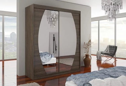 Byron 2-Door Sliding Mirrored Wardrobe 180cm - Sonoma Oak, Brown or Black