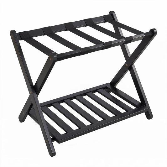 Bamboo Folding Luggage Rack in Black