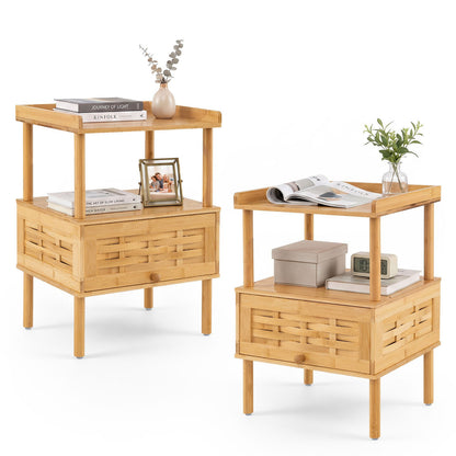 Bamboo Rattan Nightstand