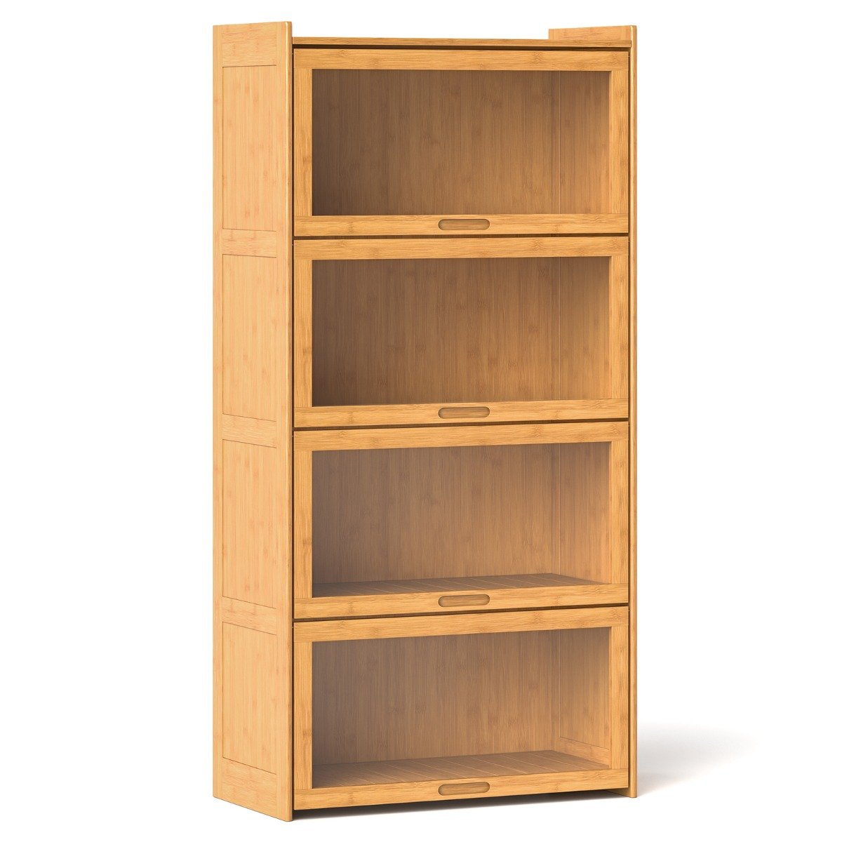 Bamboo Bookshelf with See-through Acrylic Doors-Natural