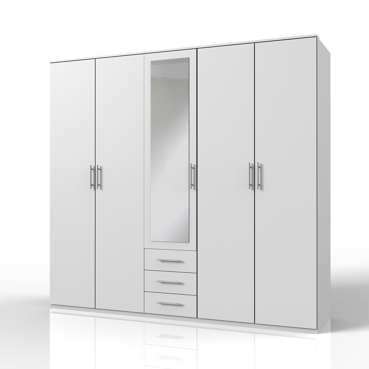 BANHA 5 Door Wardrobe White 225cm
