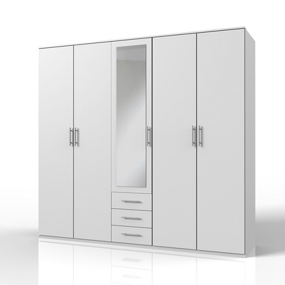 BANHA 5 Door Wardrobe White 225cm