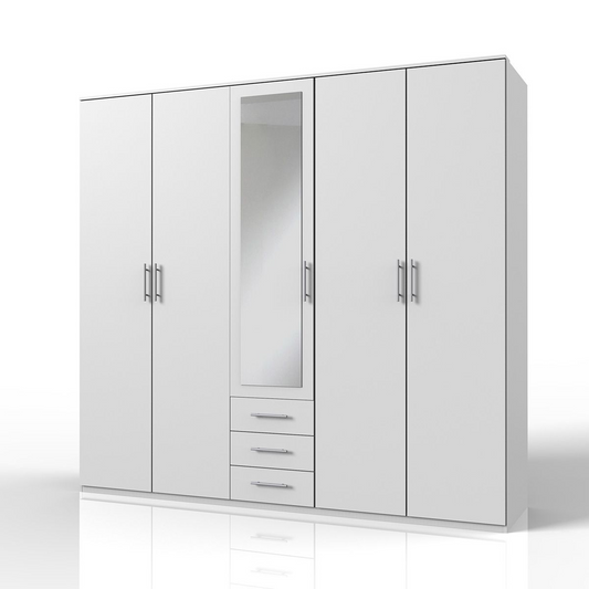 BANHA 5 Door Wardrobe White 225cm
