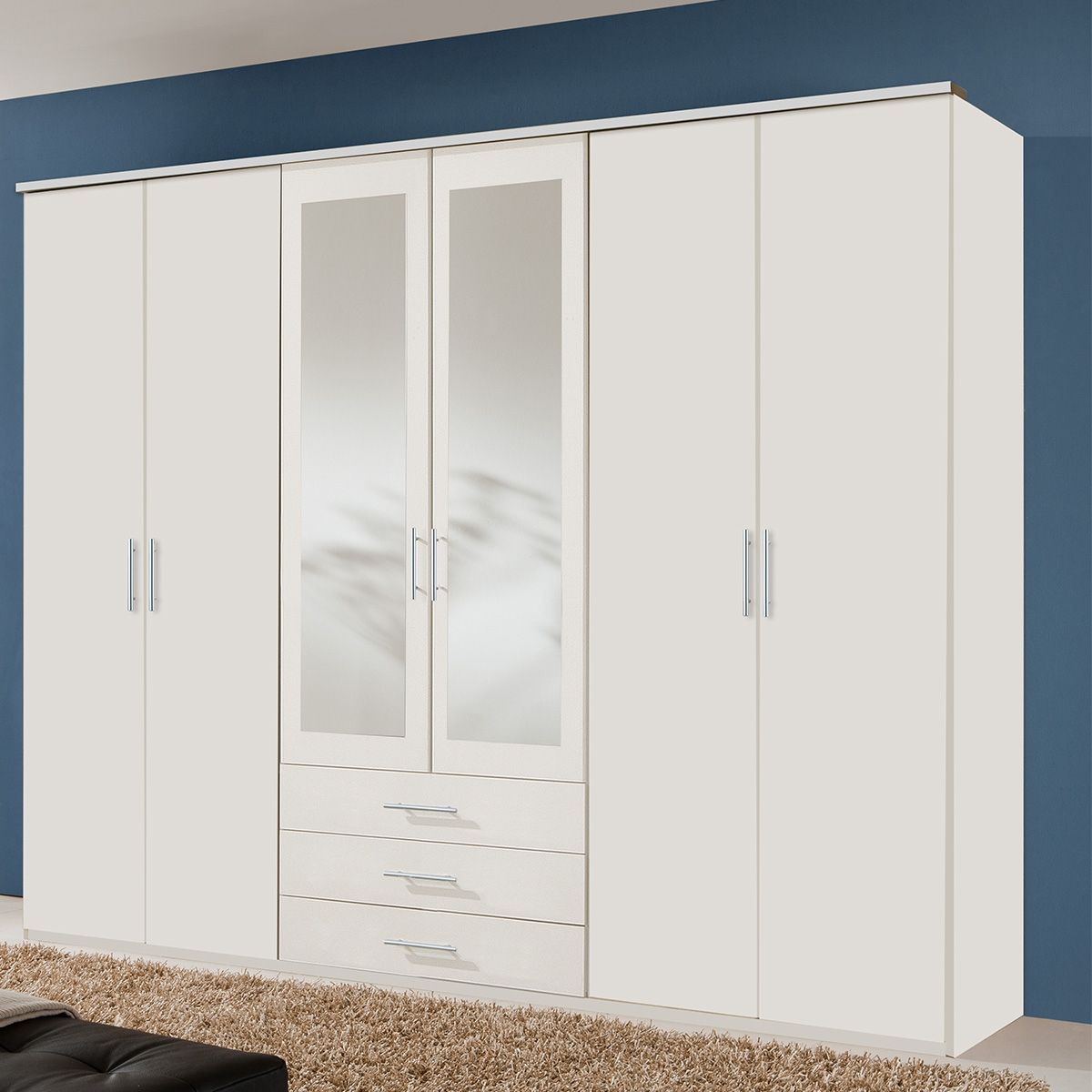 BANHA 6 Door Wardrobe White 270cm
