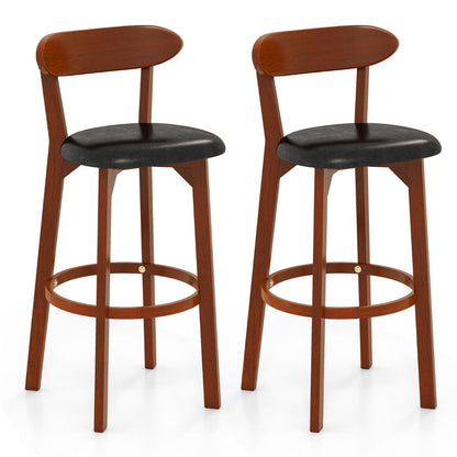 Bar Stool Set of 2 with Curved Backrest and Footrest-29 Inches