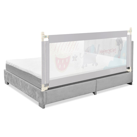 Zippered safety bar with cartoon motif, height-adjustable bed guard for children