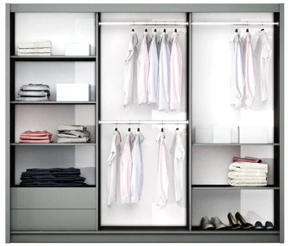 Diego 250cm Sliding Door Wardrobe - White and Grey