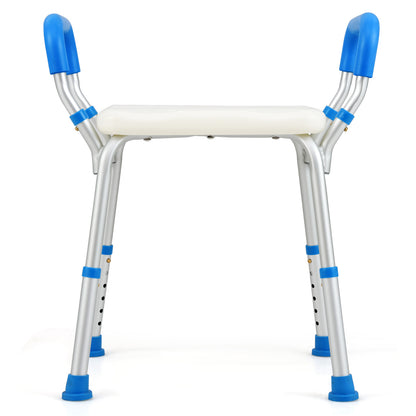 Bath Chair Shower Bench with Detachable Padded Arms-Blue