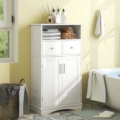 Bathroom Floor Cabinet with 2 Doors and 2 Adjustable Shelves for Bathroom-White