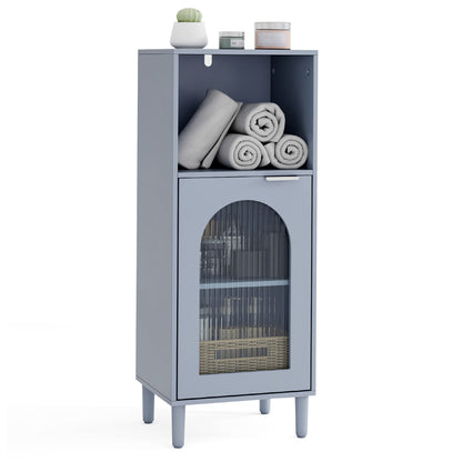 Bathroom Floor Cabinet with Adjustable Shelf for Hallway Living Room-Grey