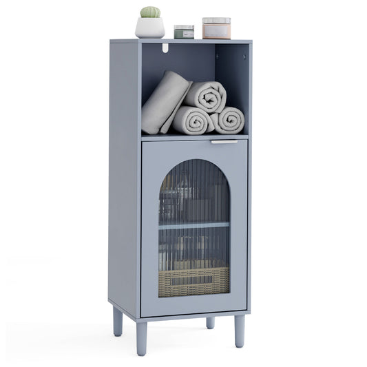 Bathroom Floor Cabinet with Adjustable Shelf for Hallway Living Room-Grey