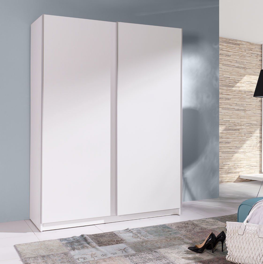 Belona 2-Door Sliding Wardrobe 150cm - White or Sonoma Oak