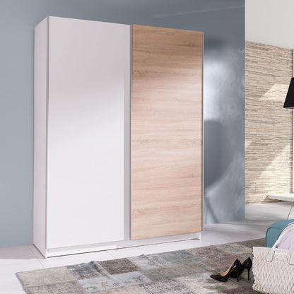 Belona 2-Door Sliding Wardrobe 150cm - White or Sonoma Oak