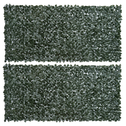 Outsunny 2-częściowy sztuczny żywopłot z liści Panel ogrodzenia prywatności do ogrodu, na zewnątrz, dekoracja wewnętrzna, ciemnozielony, 3M x 1,5M