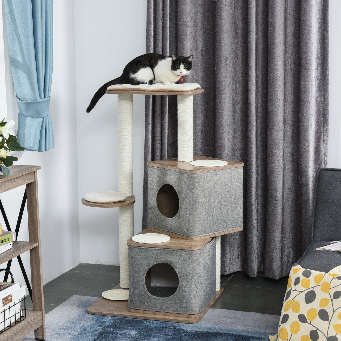 PawHut Multi-Level Cat Tree Tower Activity Center w/ Sisal Carpet Scratching Post