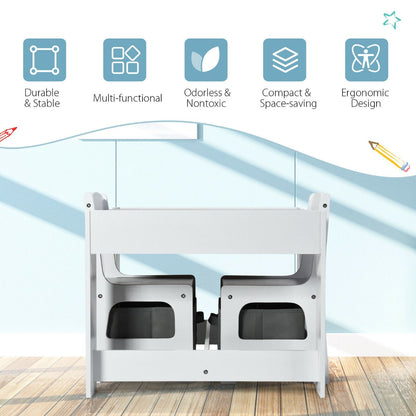 Children's Table and Chair Set with Storage Boxes-Grey