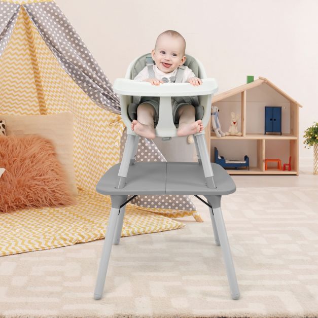 convertible Baby High Chair with 2-Position Removable Tray-Grey