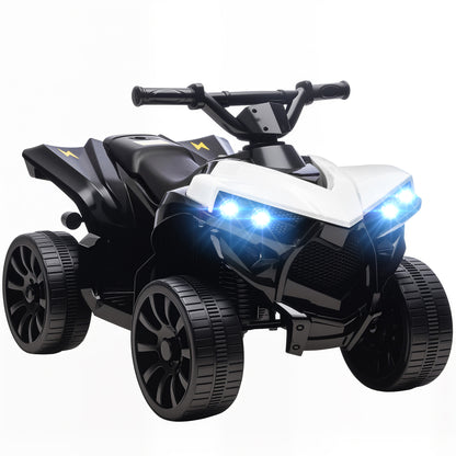 AIYAPLAY 6V Kids ATV, 4 Wheeler Electric Ride on Car with Music and LED Headlights, for Ages 18-56 Months Boys and Girls, White