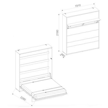 BC-13 Vertical Wall Bed Concept 180cm - Furniture Gold