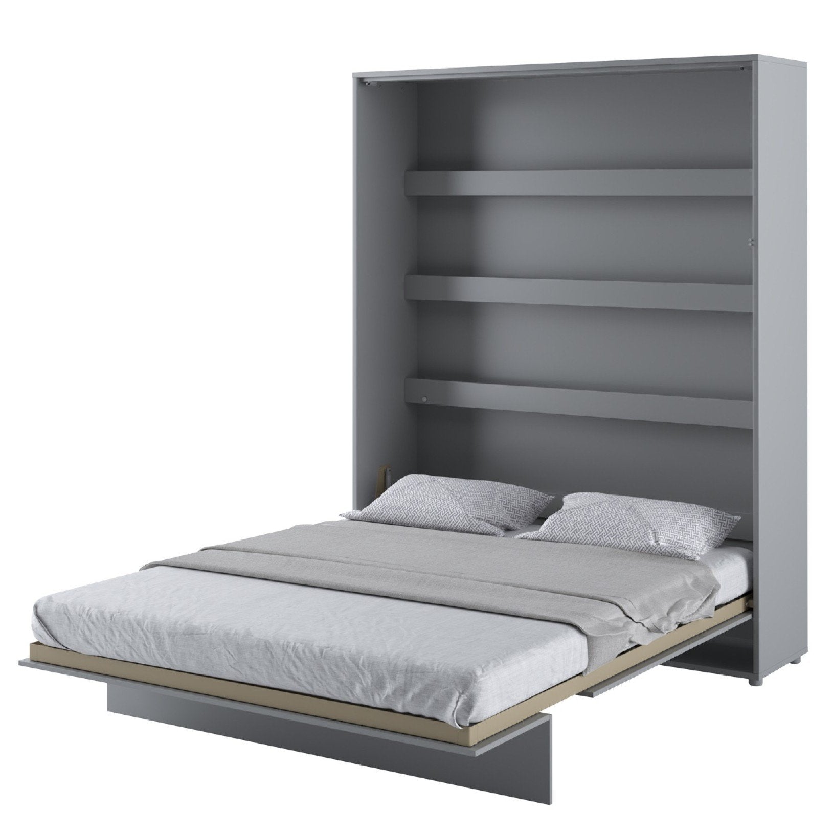 BC-13 Vertical Wall Bed Concept 180cm With Storage Cabinets and LED - Furniture Gold