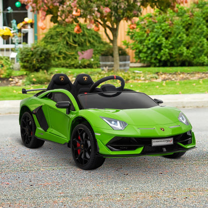 Battery-powered Kids Electric Ride On Car Lamborghini Aventador Sports Racing Car Toy with Parental Remote Control Music Green 12V