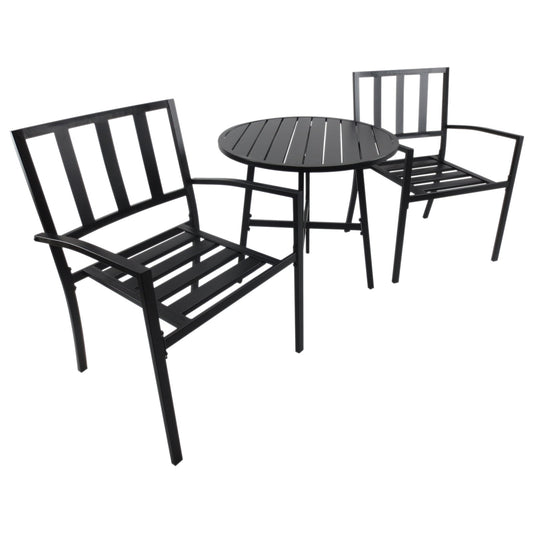 Outsunny Metal Frame Slatted Outdoor Garden Bistro Set Black