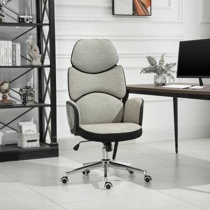 Vinsetto Modern Office Chair Ergonomic Padding High Back Armrests Swivel Home Beige Grey