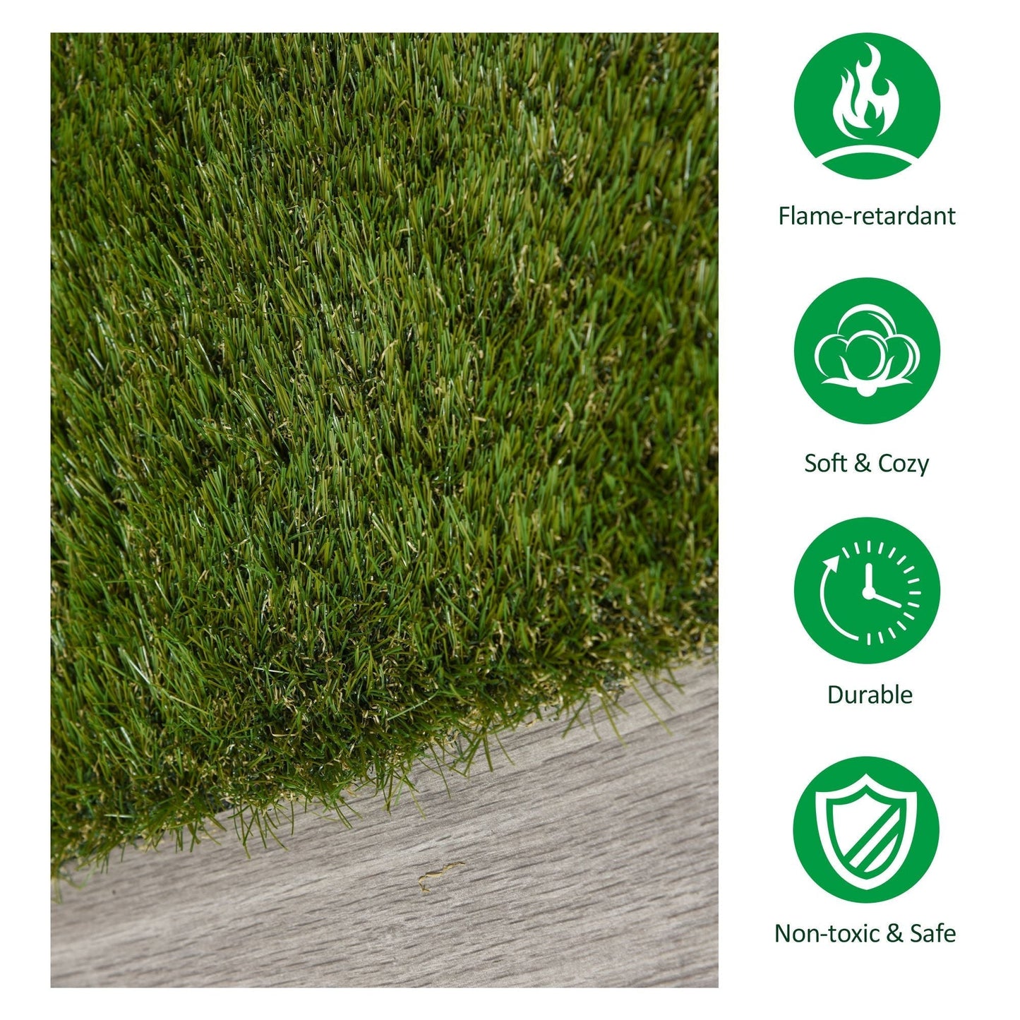 4 x 1m Artificial Grass Turf with 30mm Pile Height Non-toxic Drainage Holes