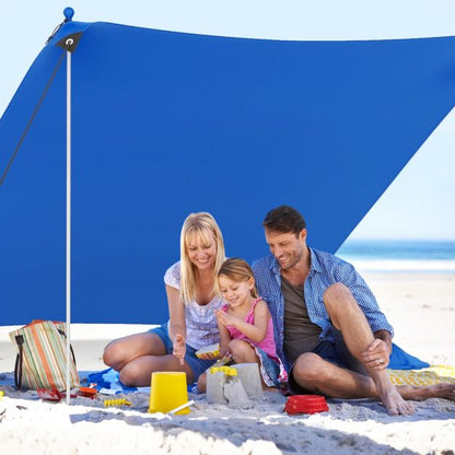 Beach Tent Sun Shelter with 4 Sandbags and UPF 50+ Protection-Blue