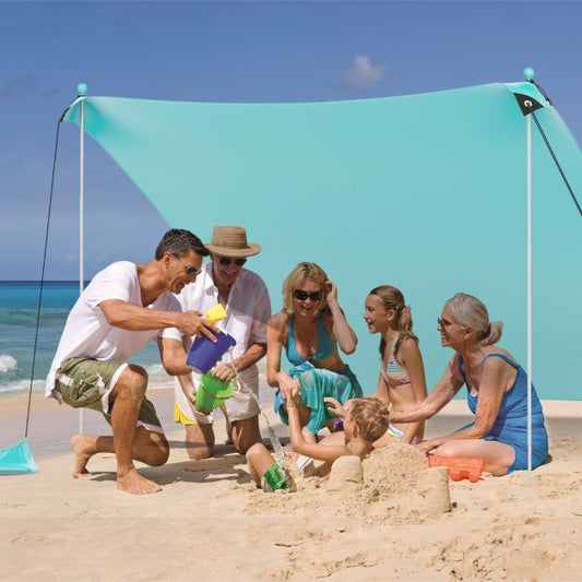 Beach Tent Sun Shelter with 4 Sandbags and UPF 50+ Protection-Green