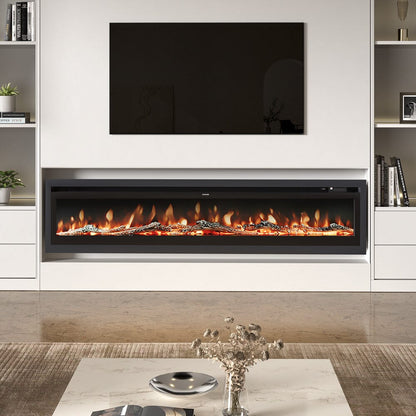 40/50/60/70/80 Inch Electric Fireplace 9 Colour LED Flame Effect Heater With Remote Control