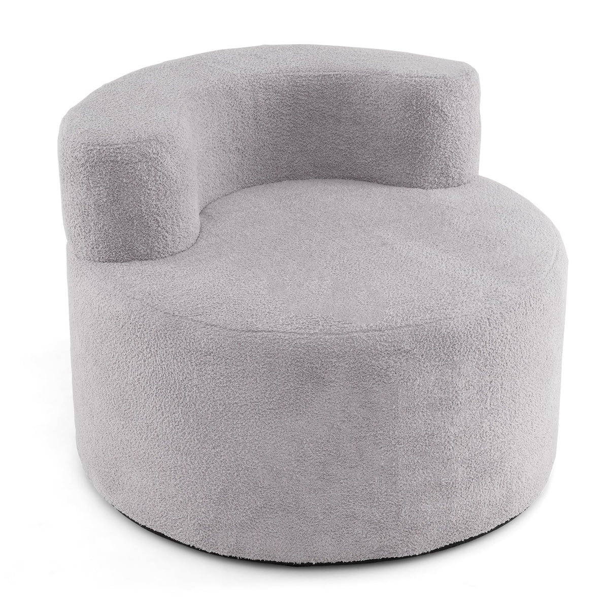 Bean Bag Chair with Soft Teddy Fleece and Curved Backrest-Grey