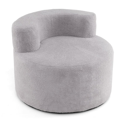 Bean Bag Chair with Soft Teddy Fleece and Curved Backrest-Grey