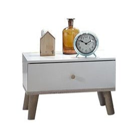 Bedside Table BERTEN 1 Drawer Nightstand in White and Oak