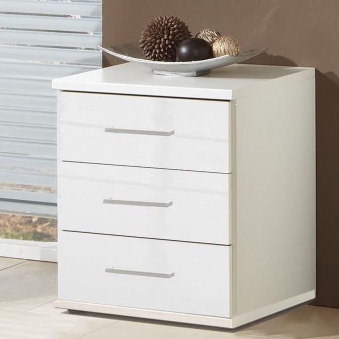 Bedside Table CALLISTO 3 Drawer Nightstand in White