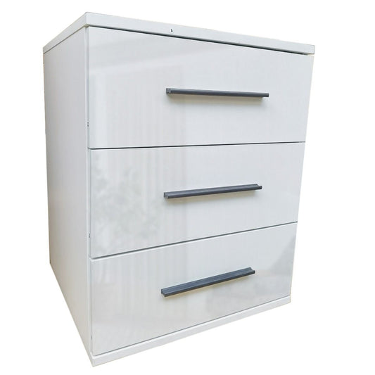 Bedside Table WINSTEAD 3 Drawer Nightstand in High Gloss White