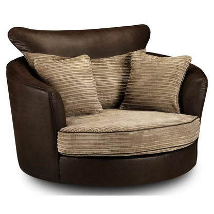 Swansea Jumbo Cord 3 Seater and 2 Seater Sofa Set - Brown and Beige