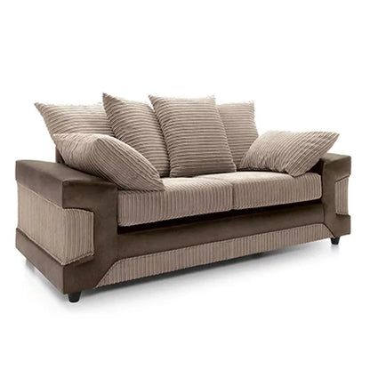 Swansea Jumbo Cord 3 Seater and 2 Seater Sofa Set - Brown and Beige