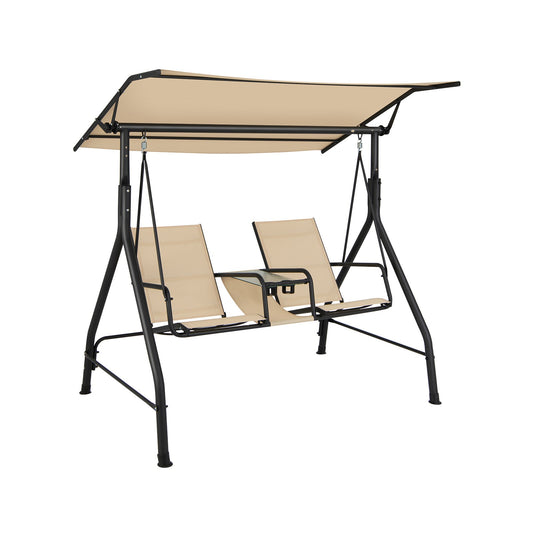 2 seat Outdoor Patio Swing with Adjustable Canopy for Garden/Porch/Backyard