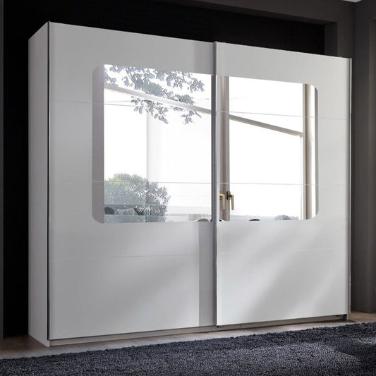 Sliding Wardrobe BERTEN 2 Door Mirrored Wardrobe White 225cm