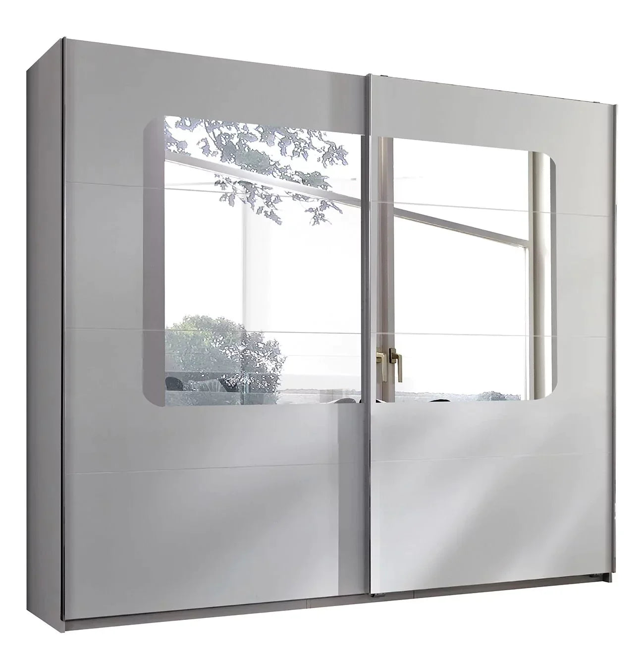 Berten 225cm 2 Door Mirrored Sliding Wardrobe - White