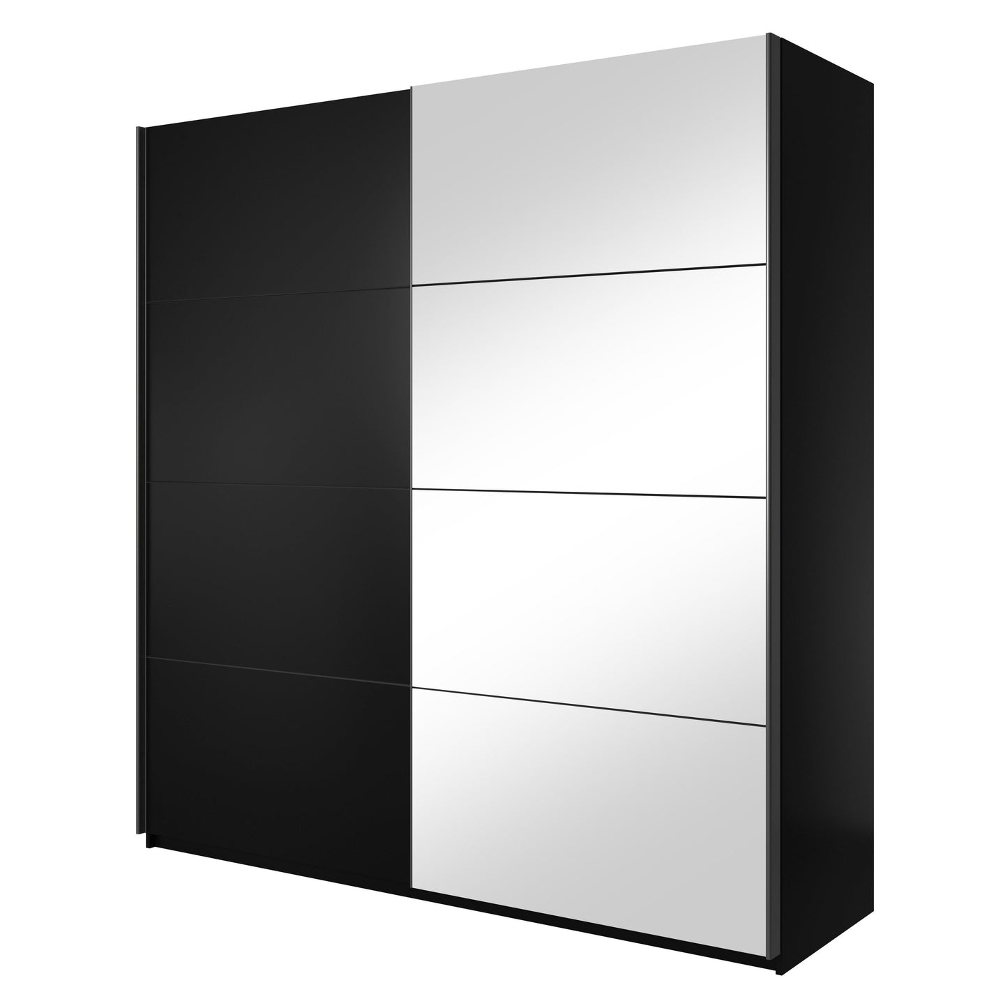 Baldo-III 2-Door Mirrored Sliding Wardrobe - Matt Black