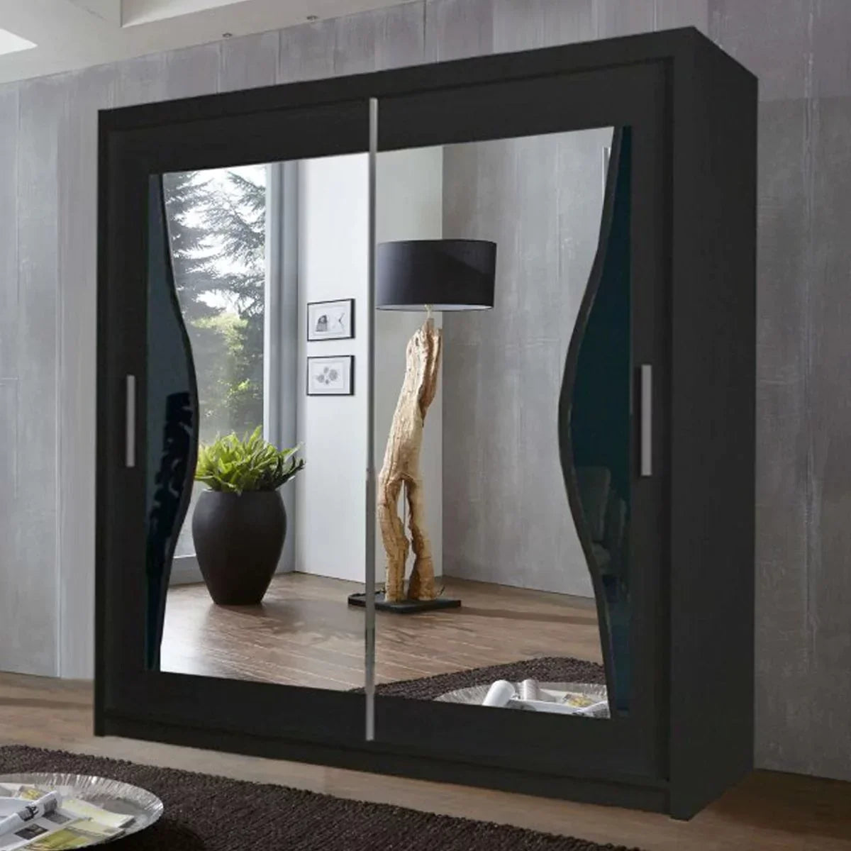 Heffner Black Sliding Door Wardrobe - 3 Sizes