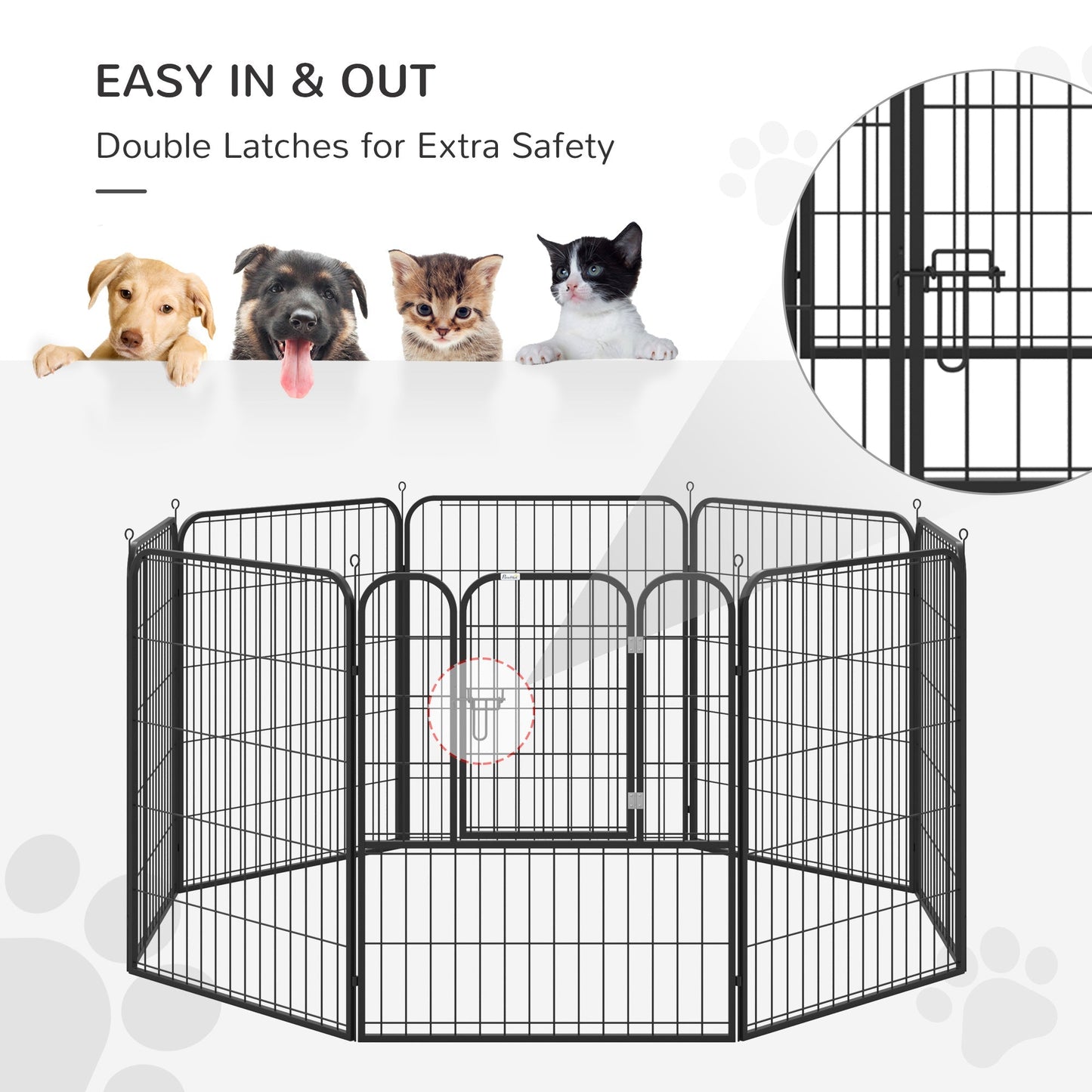 PawHut 4 Sizes Dog Pens Pet Puppy PlayPen Rabbit Puppy Cage Folding Run Fence Garden Metal Hutch