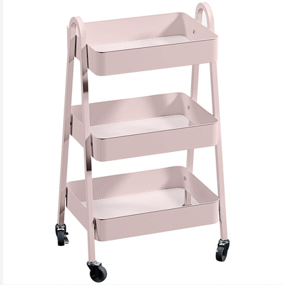 Wózek magazynowy HOMCOM Three-Tier - różowy