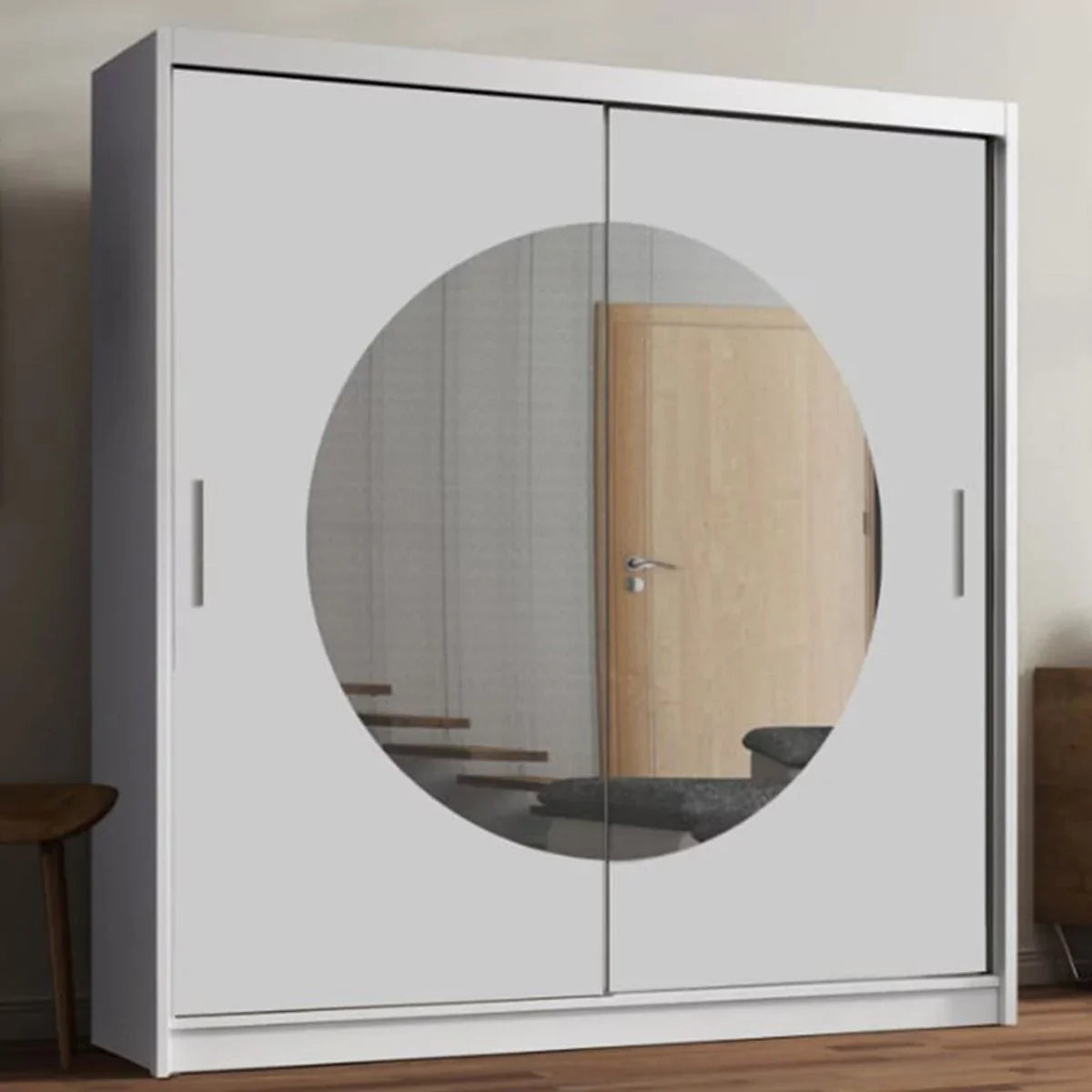 Moon 2 Sliding Door Wardrobe White, Grey, Black - 150cm and 203cm