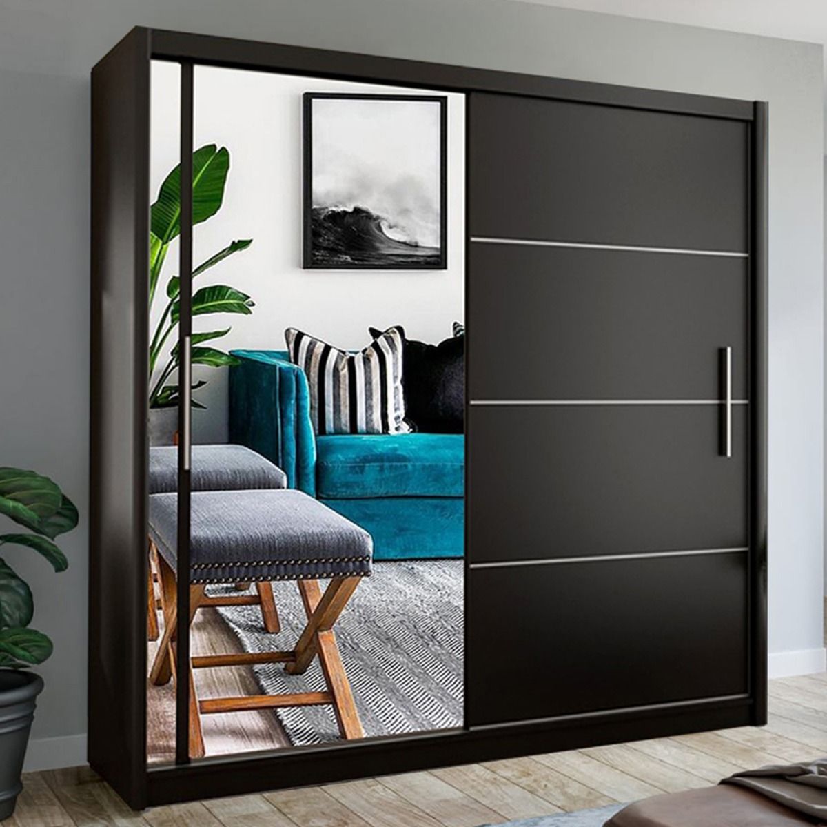 Keynes Oak Single Mirrored Sliding Door Wardrobe - 4 Sizes